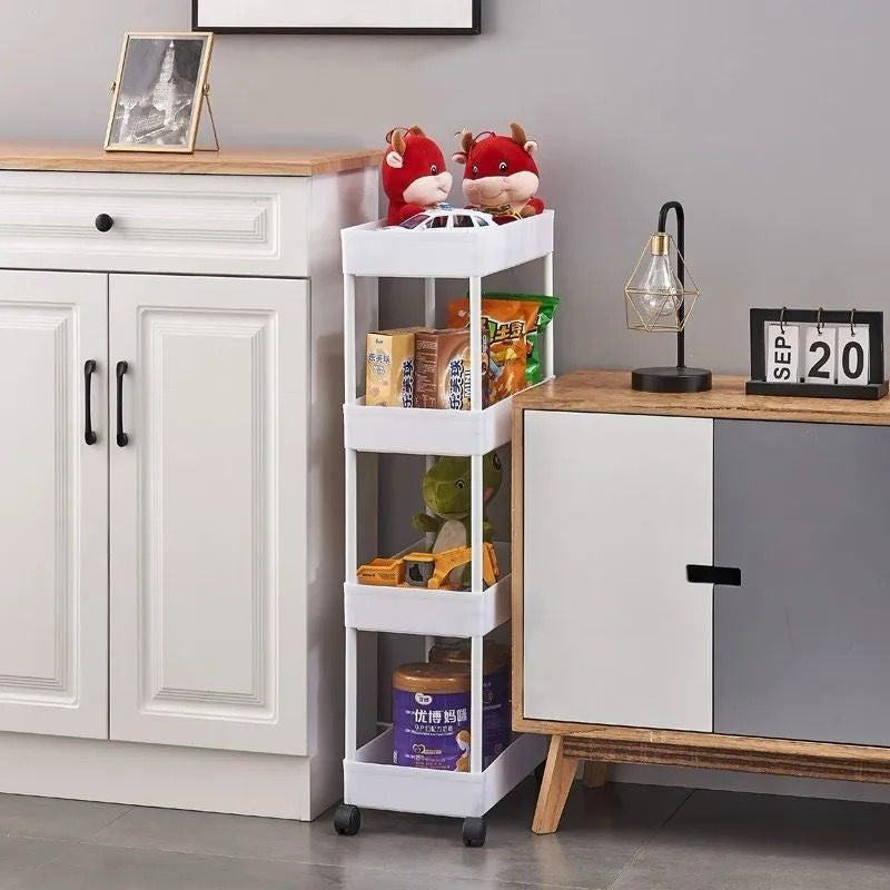 4 Layers Movable Storage Rack with Wheels | Kitchen & Bathroom Organizer