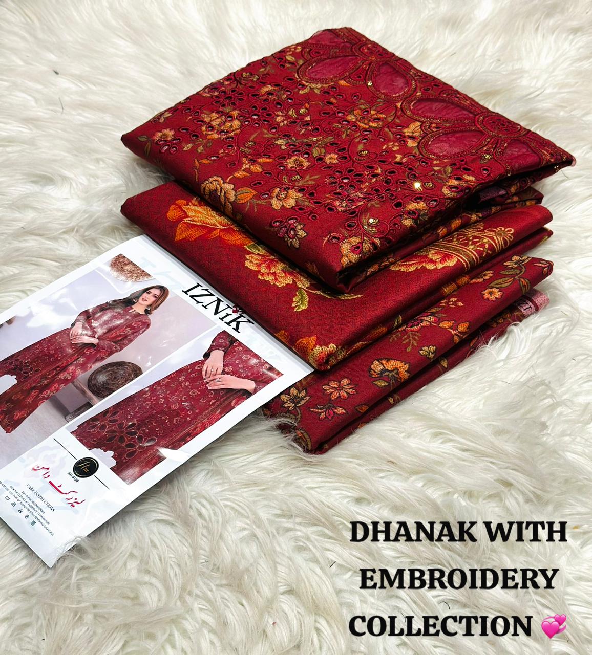 Dhanak 3 Piece Printed Dress| Dhanak Embroidery Dress| New Dhanak Embroidery Dress For Women's