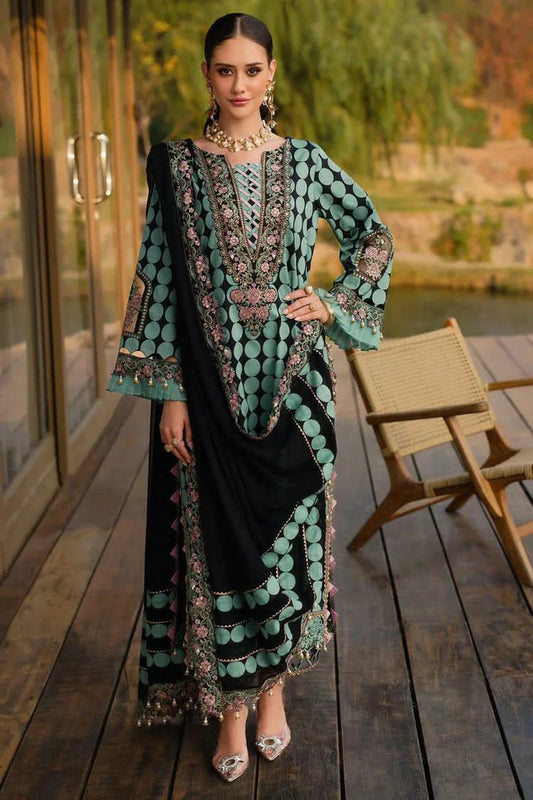 Charizma Unstitch Replica Lawn Suit With Chiffon Embroidered Dupatta | Embroidery Lawn Dress | Branded Lawn Dress For Girl's