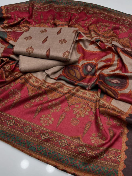 Wool Indian Pashmina Dress For Girl's And Woman| Wool Dress | Kamalkari Print Dress| Traditional Dress For Girl's