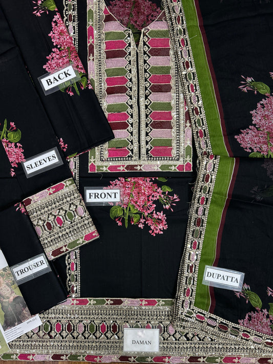 Sabyasachi Lawn Hit Code | Premium Lawn 2026 Unstitched 3PC | Embroidery Lawn Dress | Branded Dress For Girl's