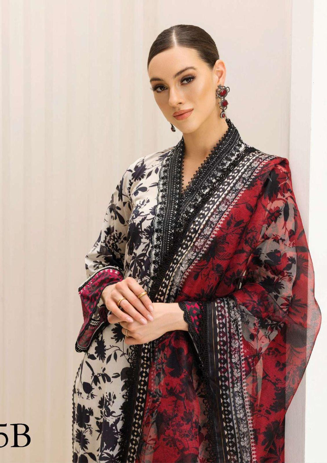 Zainab Chottani Mysti Poplin 5B Lawn Suit | Digital Printed Lawn 3PC | Embroidered Neck & Daman Suit