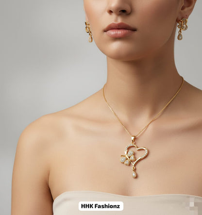 💖 Beautiful Butterfly 🦋 Heart ❤ Locket Earrings Set