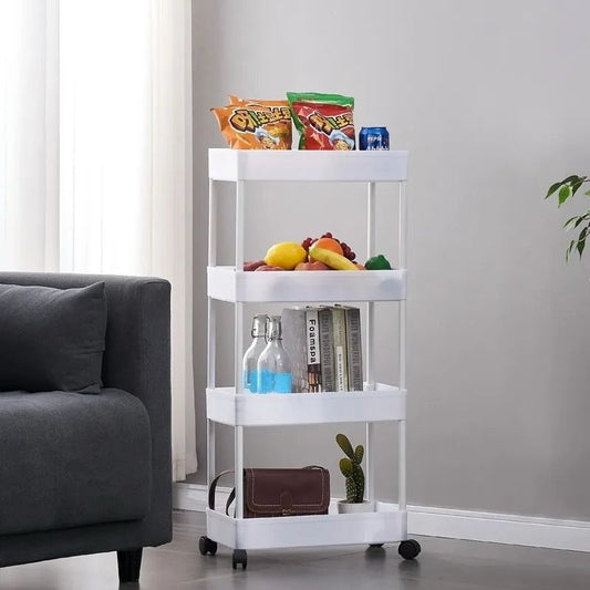 4 Layers Movable Storage Rack with Wheels | Kitchen & Bathroom Organizer