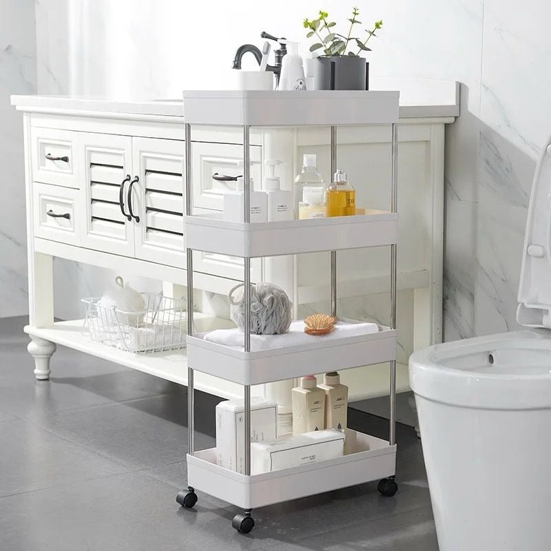 4 Layers Movable Storage Rack with Wheels | Kitchen & Bathroom Organizer
