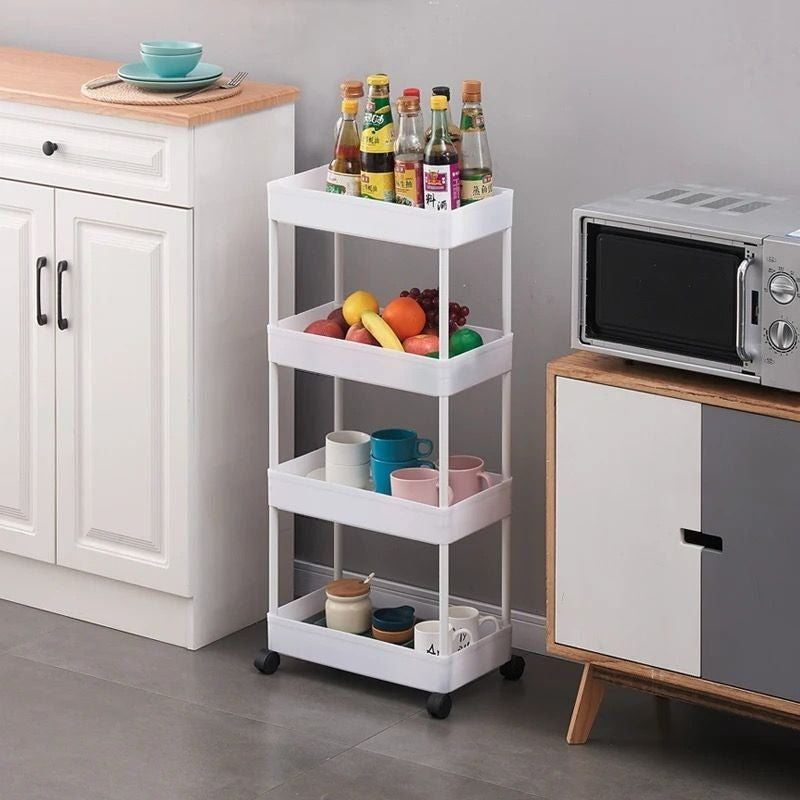 4 Layers Movable Storage Rack with Wheels | Kitchen & Bathroom Organizer