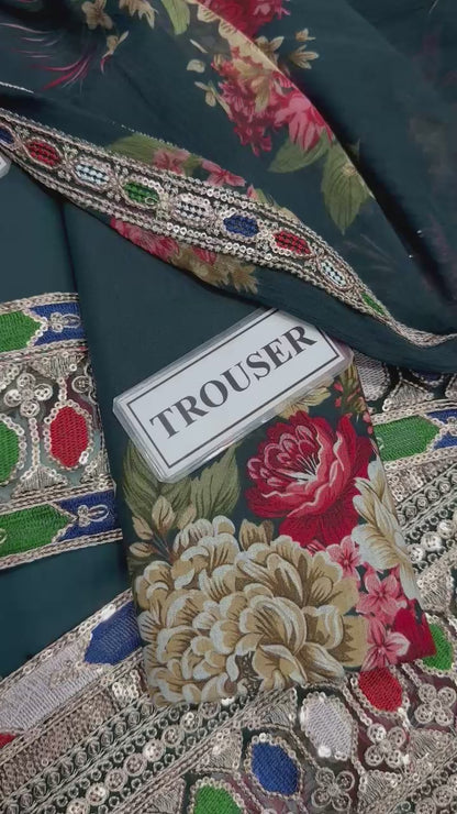 SABYASACHI Premium Lawn 3PC Unstitched Suit with Chiffon Dupatta 2026 | Designer Dress | 3 Piece Lawn Dress