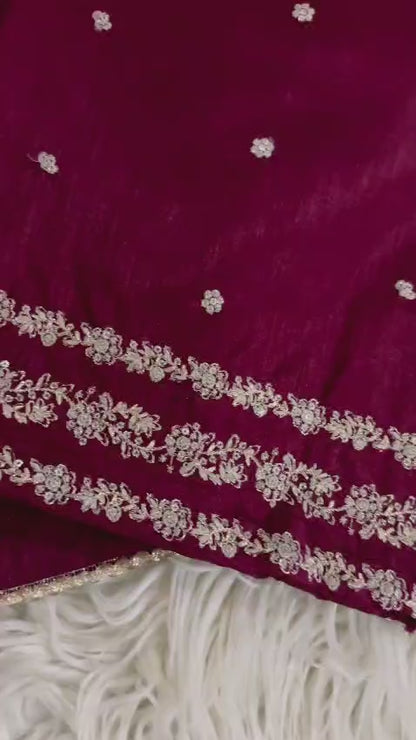 Eid Arrivle Sequins Embroidery Rawsilk Suit with Organza Dupatta | Branded Stitched Dress For Girl's