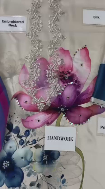 Lulusar Silk Heavy Embroidery Gala with Stone Work | Luxury Hand Embellished Dress | Premium Silk Collection | Party Wear Dress For Girl's