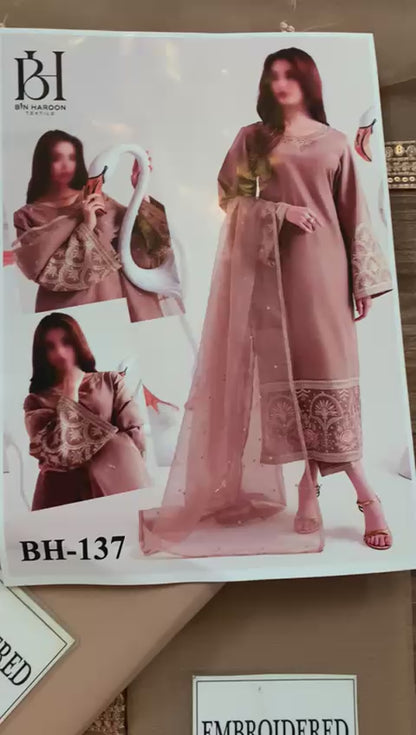 Unstitched Chiffon | Embroidered Chiffon And Organza Dress | Luxury Chiffon Dress | Party Wear Dress | Wedding Stylish Wear