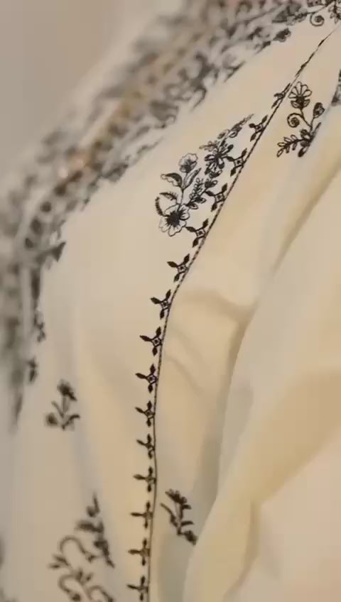 White Pearl Embroidered 3PC Stone Linen Suit | Premium Collection | 3 Piece Stitched Dress For Girl's | Elegant Party Wear