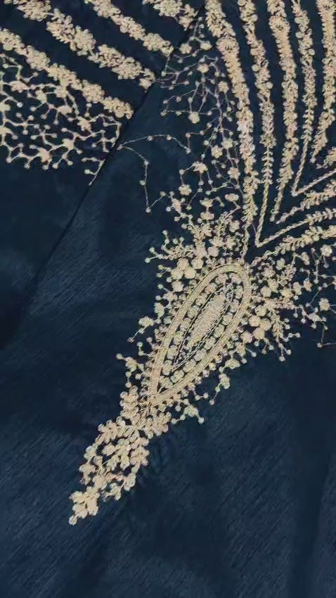 Eid Arrivle Sequins Embroidery Rawsilk Suit with Organza Dupatta | Branded Stitched Dress For Girl's