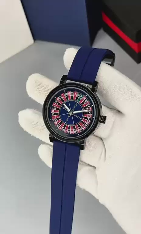 HERYI Casino Dial Rotating Watch With Rubber Strap | Trendy Water Resistant Watch | Branded Watch ⌚