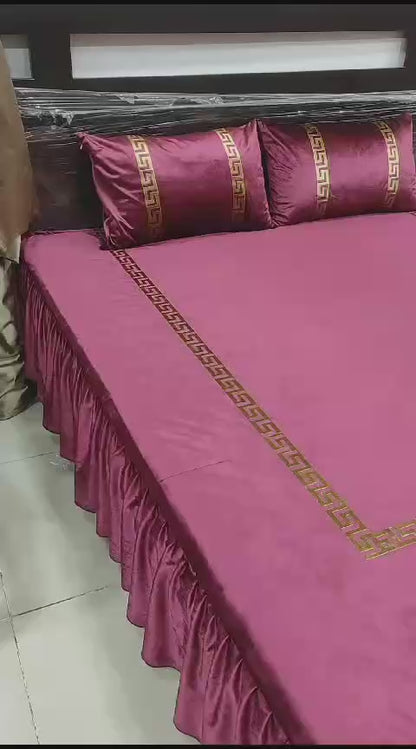 Velvet Bridal Bedsheet| Trending Bedsheets| Shiny Velvet Bedsheet| Beautiful Bedsheet| Velvet Bedsheet| Luxury Style Bedsheet