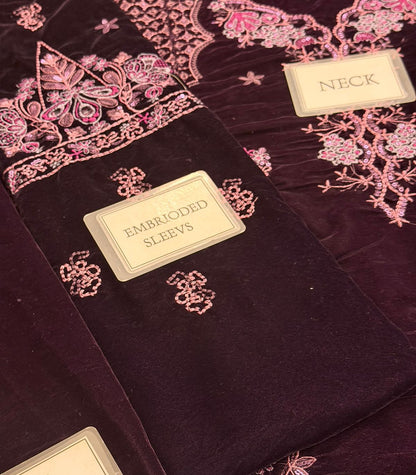 Charizma Velvet Embroidery Dress 2025 | Velvet Fancy Dress | Velvet Dress For Party And Wedding Wear | Branded Dress |