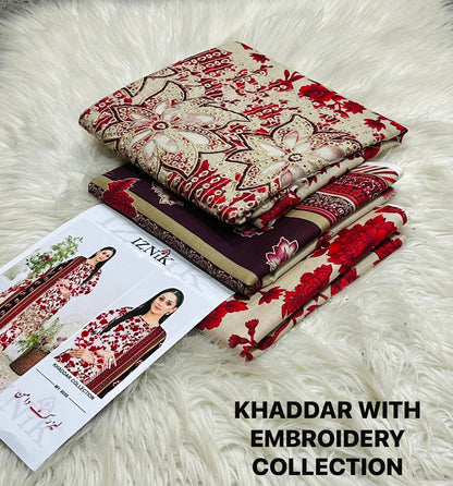 Embroidery Khaddar 3 Piece