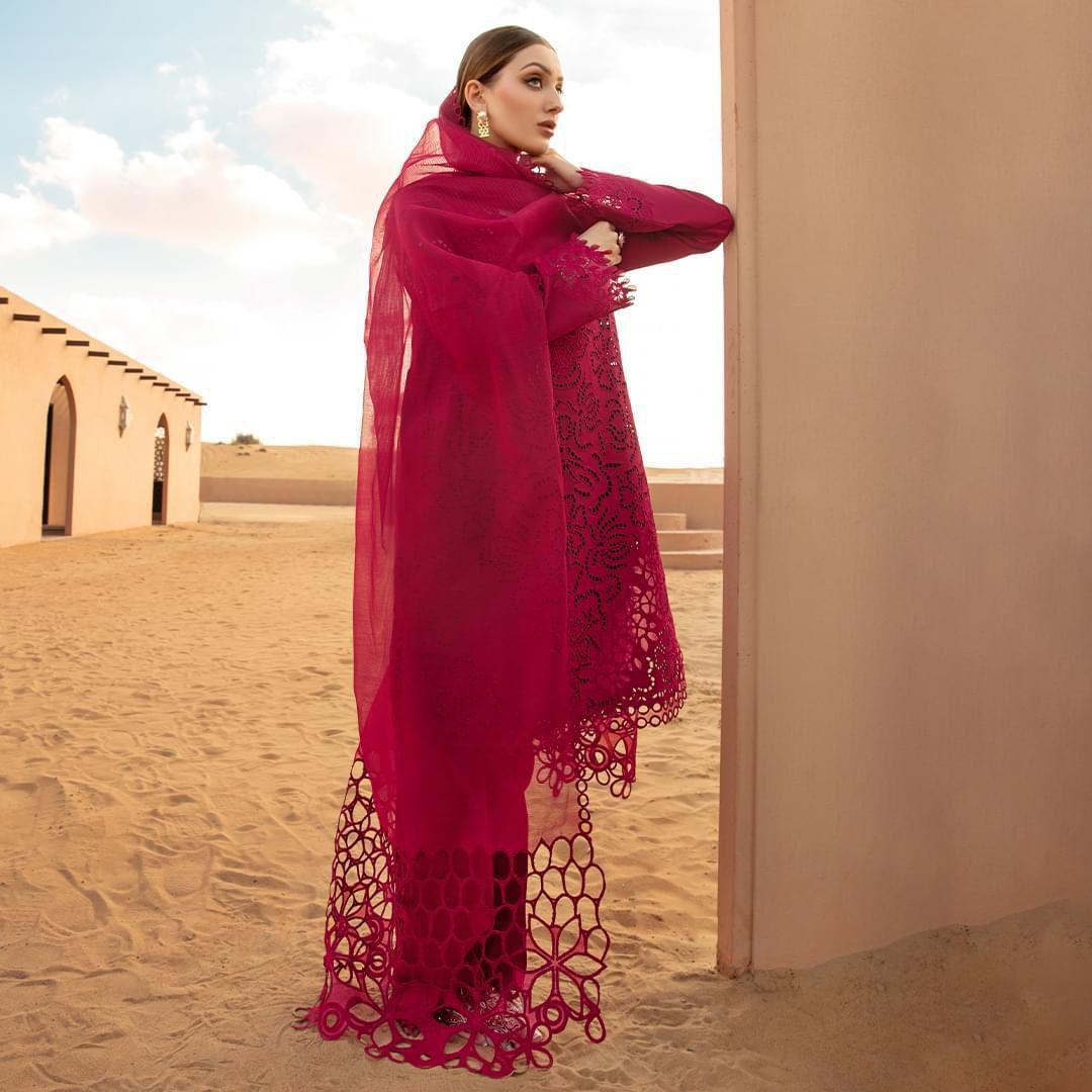 Rangrasiya Rameen Cotton Chikankari Dress | Heavy Embroidered Suit | Summer Collection | Branded Party Wear