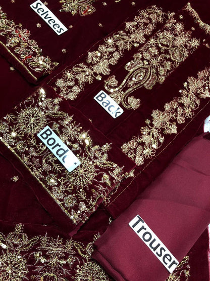 Aneelas Luxury Embroidered Velvet Dress| Velvet Fancy Dress| Velvet Party Dress| Velvet Wedding Wear