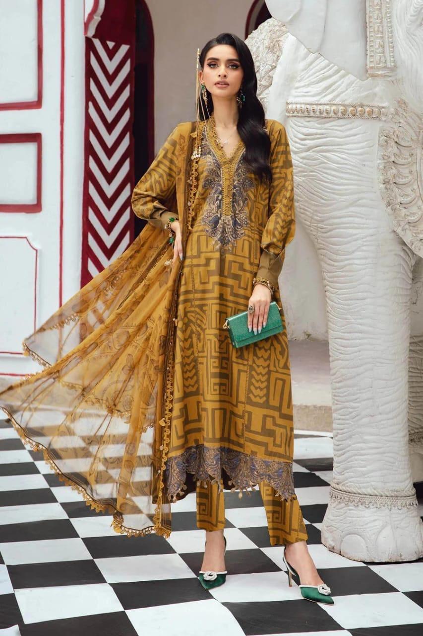 Maria B M-Print Lawn Collection 2026 MPT-2703A/B – Heavy Embroidered Spangle Work Suit Suit | Branded Dress For Party Wear