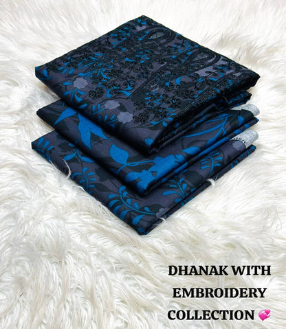 Dhanak 3 Piece Printed Dress| Dhanak Embroidery Dress| New Dhanak Embroidery Dress For Women's