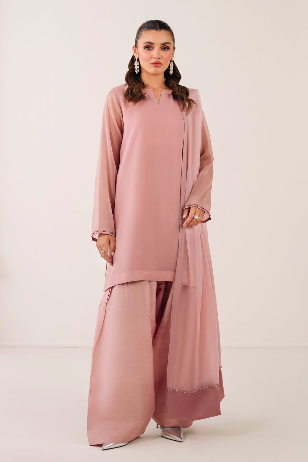 Baroque Luxury Chiffon 3PC Suit | Pearl Chiffon Dress | Stitched Stylish Dress | Formal Chiffon Dress