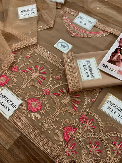 Unstitched Chiffon | Embroidered Chiffon And Organza Dress | Luxury Chiffon Dress | Party Wear Dress | Wedding Stylish Wear