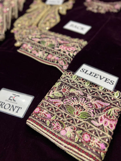 Batik Luxury Embroidery Velvet Dress| Party Dress For Girl's| Wedding Wear For Girl's| Velvet Fancy Dress| New Velvet Dress