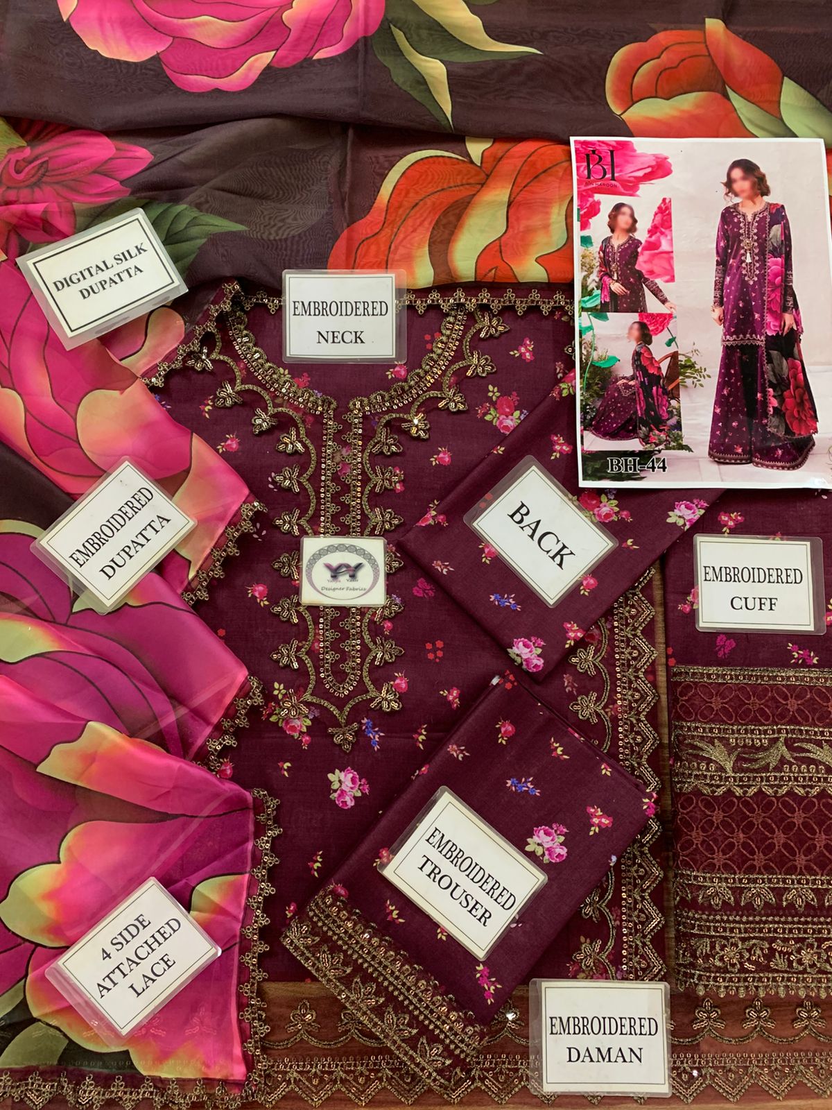 IZNIK Luxury Printed Lawn Suit With Silk Digital Dupatta | Beautiful Unstitched Lawn Embroidery Dress | Branded Dress For Girl's