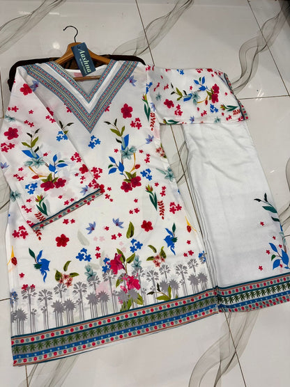 New Stitched Dress For Girl's| Printed 2 Piece Suit| Girls 2 Piece Suit| Lawn Printed Dress 👗