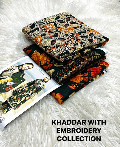 Embroidery Khaddar 3 Piece