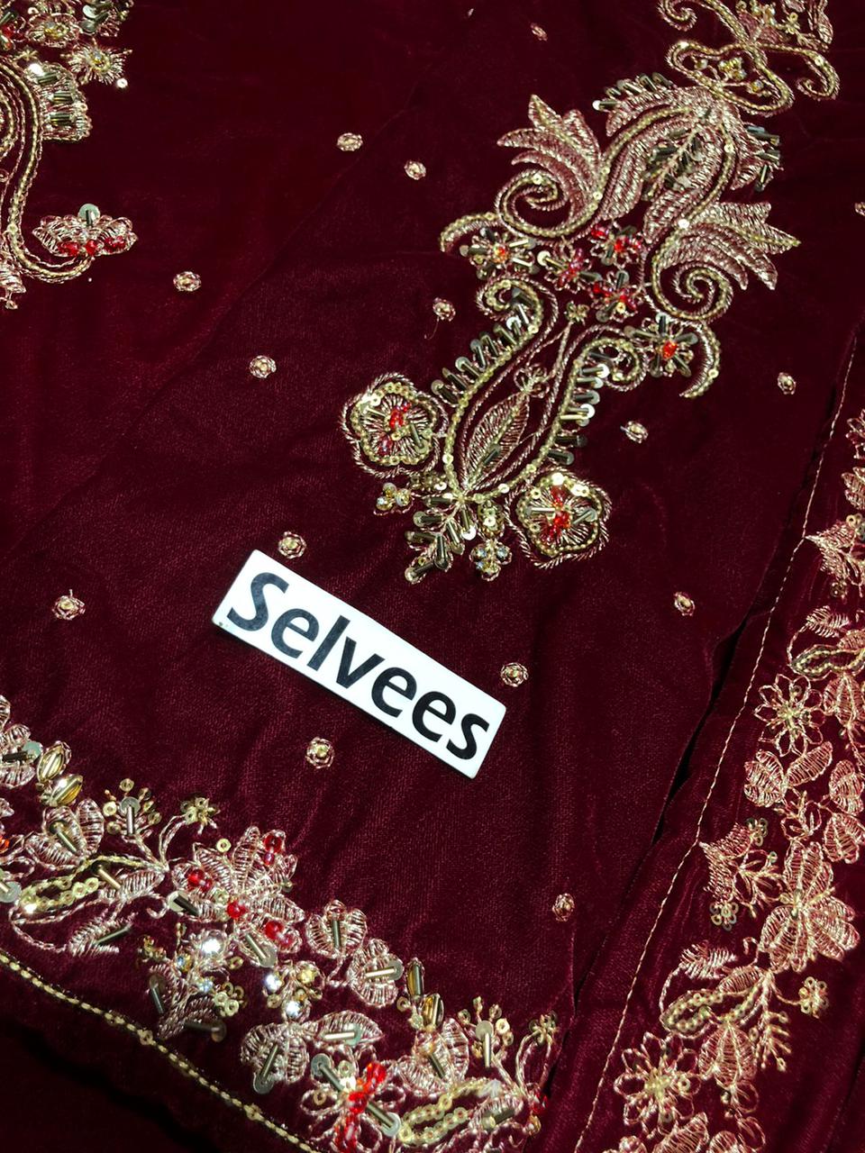 Aneelas Luxury Embroidered Velvet Dress| Velvet Fancy Dress| Velvet Party Dress| Velvet Wedding Wear