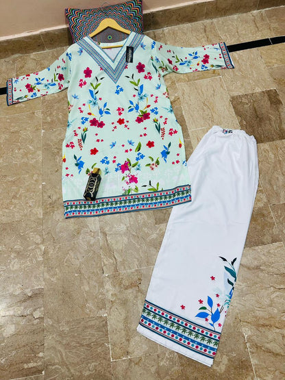 New Stitched Dress For Girl's| Printed 2 Piece Suit| Girls 2 Piece Suit| Lawn Printed Dress 👗