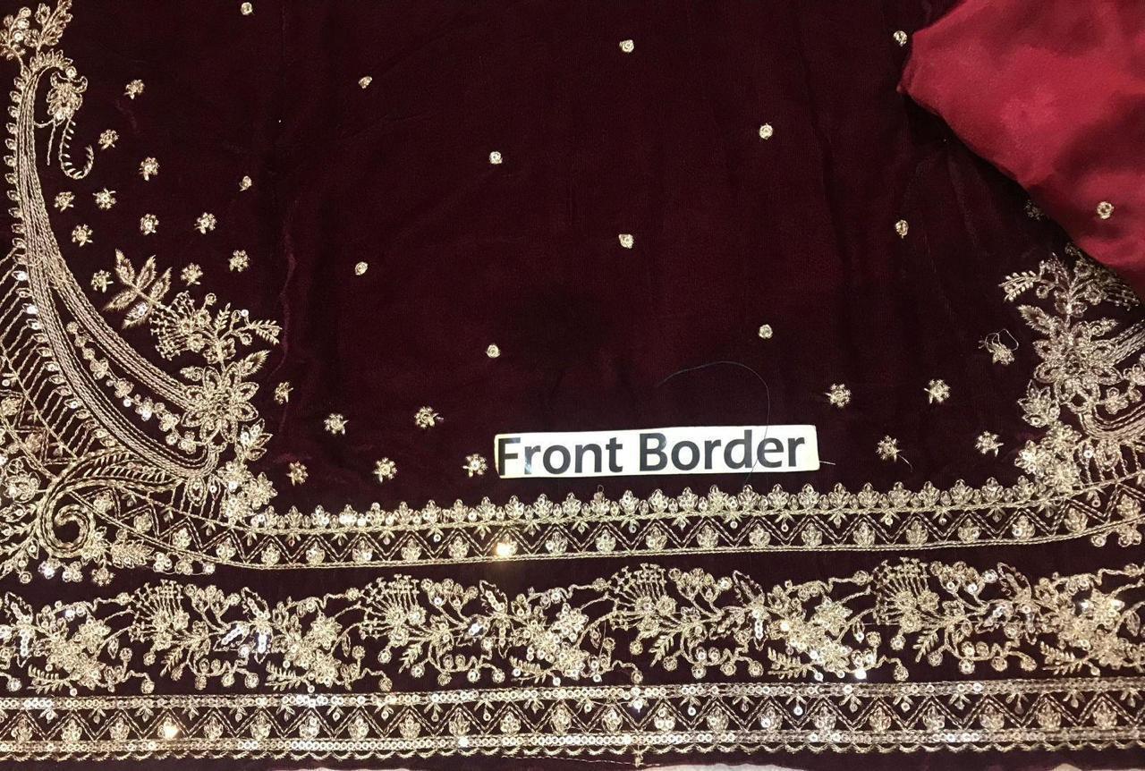 Jazmin Brand Embroidery Dress | Embroidery Dress For Wedding Wear | Velvet Embroidery Dress | Velvet Unstitched fancy Dress