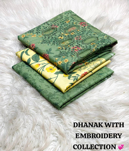 Dhanak 3 Piece Printed Dress| Dhanak Embroidery Dress| New Dhanak Embroidery Dress For Women's