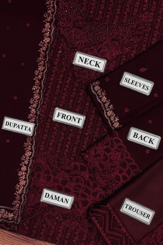 Azure Chiffon Suit Replica | Unstitched Chiffon with Silk Trouser & Sequence Work | Fancy Dress For Girl's