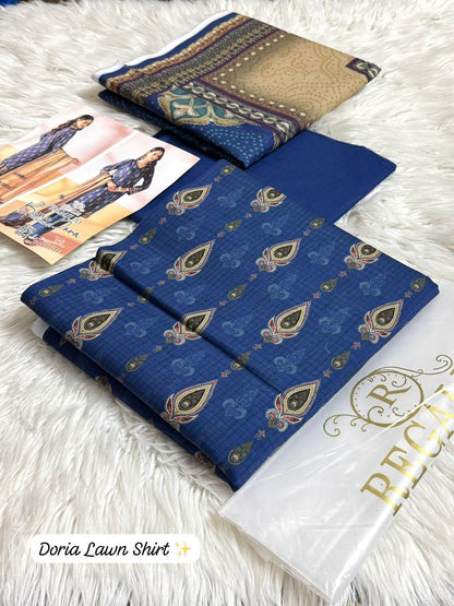 Regalia Doria Lawn 3PC Vol 1 | Original Summer Suit 2026 | Doria Lawn Dress | Lawn Printed Dress Premium Quality