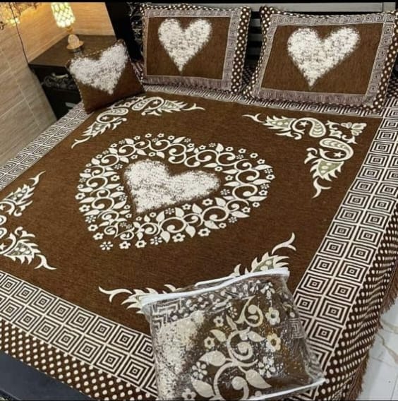 4Pc Velvet Jacquard King Size Bedsheet | Luxury Winter Bedsheet  | Jacquard King Size Bedsheet