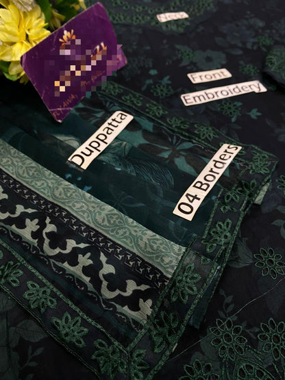 Farasha Lawn Collection 2026 – Heavy Embroidered Chicken Kari Suit with Chiffon Dupatta | Chicken kari Lawn Dress | Branded Lawn Dress