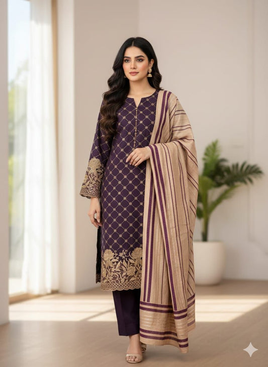 Dhanak Breeze Embroidery Dress| Girls Embroidery Dress| Winter Dress For Women| Velvet Border Duppata Dress| 2025 Winter Collection| Delivery Free 🆓
