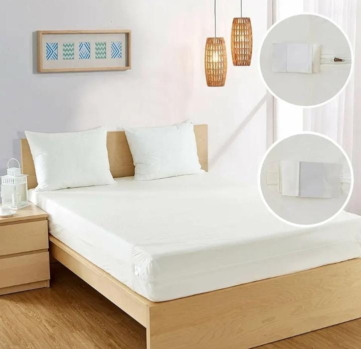 Double Mattress Cover Zippered | Waterproof Mattress Protector | Zip Mattress Cover