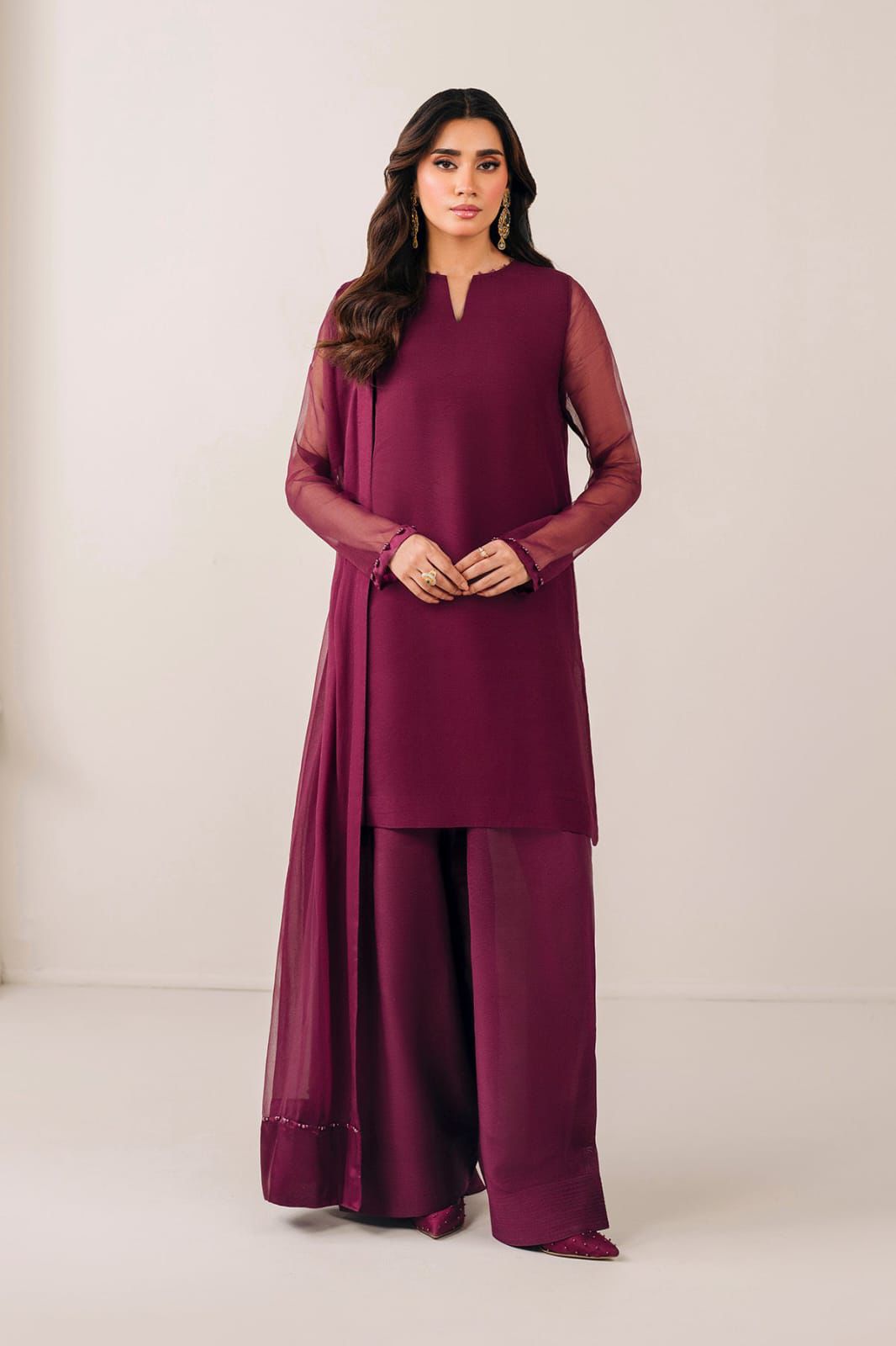 Baroque Luxury Chiffon 3PC Suit | Pearl Chiffon Dress | Stitched Stylish Dress | Formal Chiffon Dress