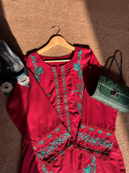 Marjaan Linen 2PC Suit | Premium Linen Collection | Embroidery Stitched Dress For Girl's | Branded Dress