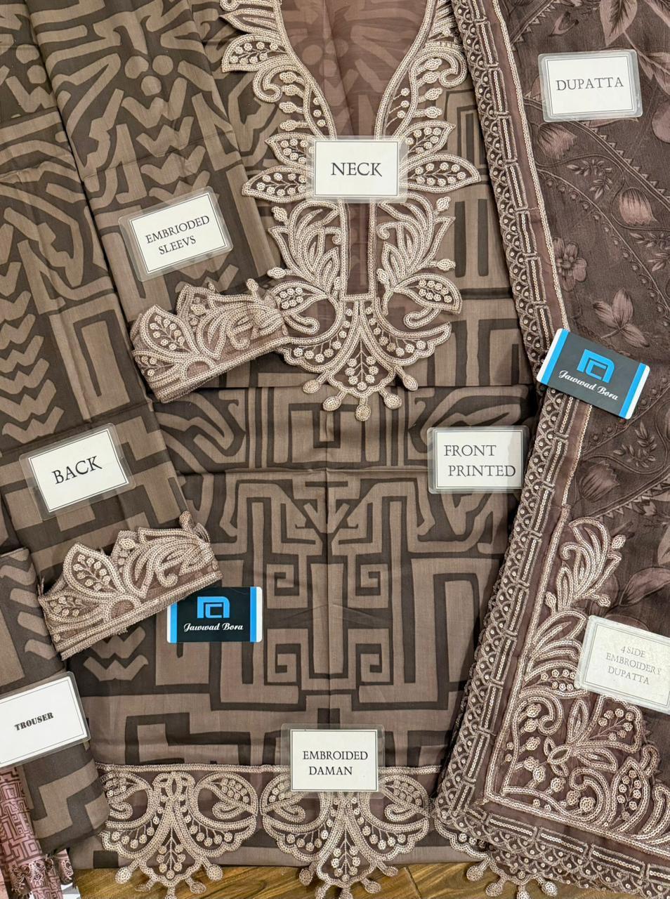 Maria B M-Print Lawn Collection 2026 MPT-2703A/B – Heavy Embroidered Spangle Work Suit Suit | Branded Dress For Party Wear