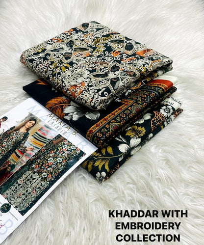 Embroidery Khaddar 3 Piece