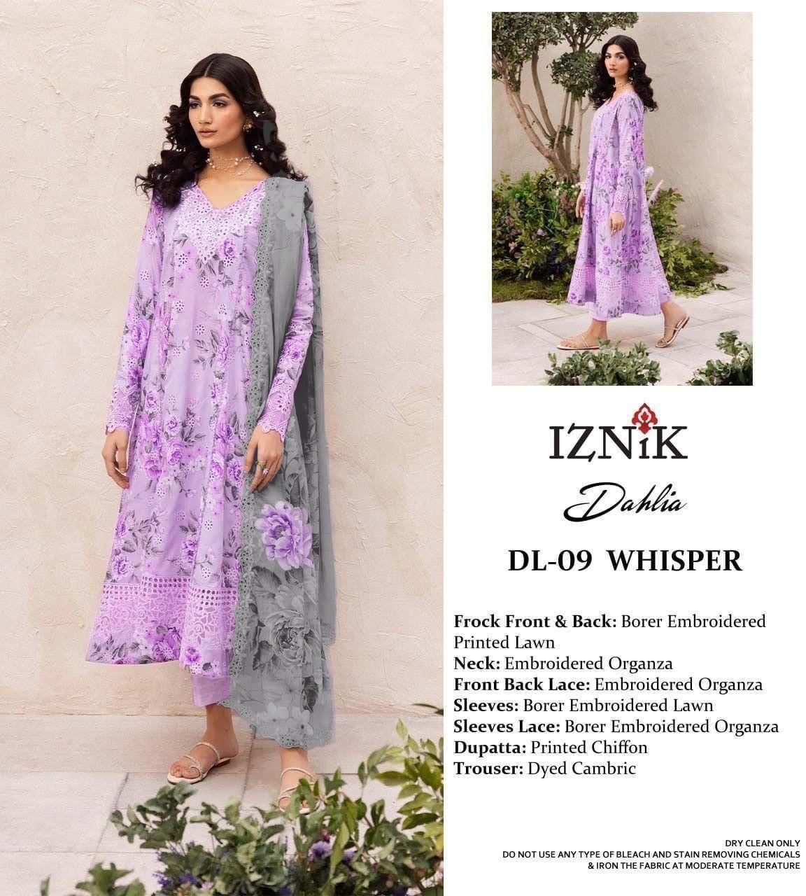 IZNIK Luxury Lawn Suit | Digital Printed Lawn Dress | Pakistani Designer Dress | Branded Dress For Girl's