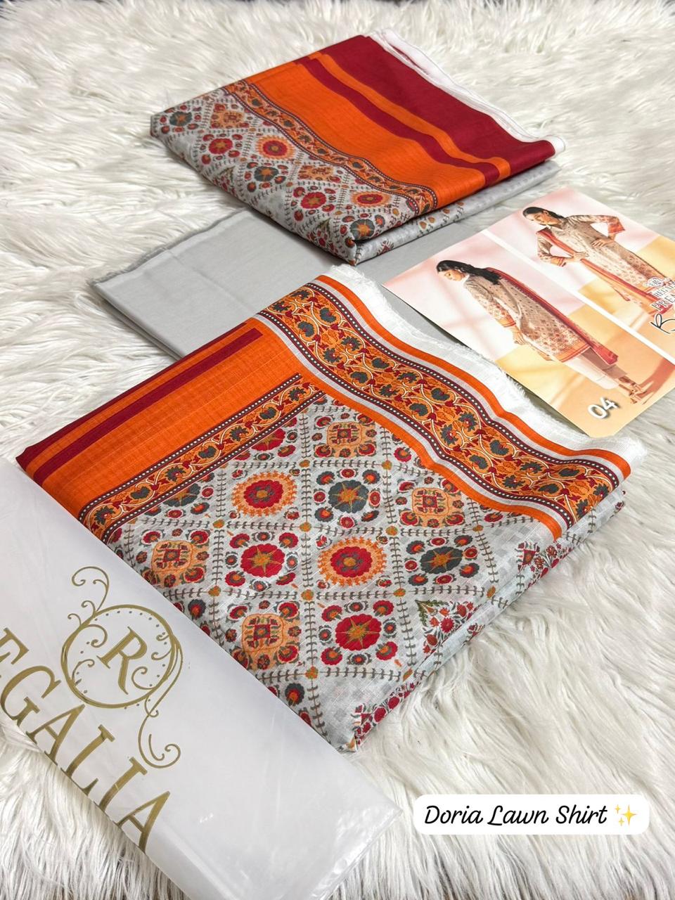 Regalia Doria Lawn 3PC Vol 1 | Original Summer Suit 2026 | Doria Lawn Dress | Lawn Printed Dress Premium Quality