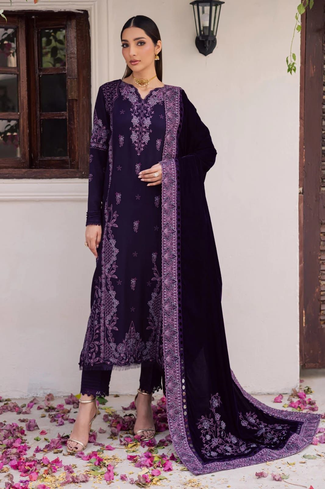 Charizma Velvet Embroidery Dress 2025 | Velvet Fancy Dress | Velvet Dress For Party And Wedding Wear | Branded Dress |