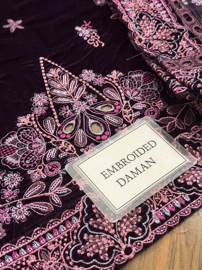 Charizma Velvet Embroidery Dress 2025 | Velvet Fancy Dress | Velvet Dress For Party And Wedding Wear | Branded Dress |