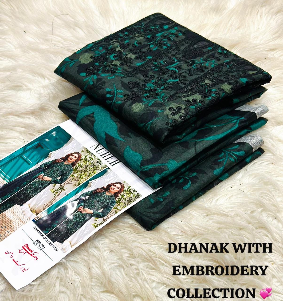 Dhanak 3 Piece Printed Dress| Dhanak Embroidery Dress| New Dhanak Embroidery Dress For Women's