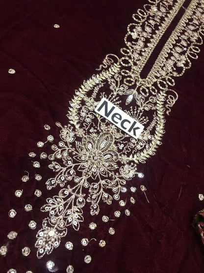 Jazmin Brand Embroidery Dress | Embroidery Dress For Wedding Wear | Velvet Embroidery Dress | Velvet Unstitched fancy Dress